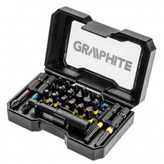 Graphite csavarhúzó bitkészlet, 23db., bitek 25mm - 18db, bitek 50mm - 4db., mágneses bittartó - 1db.