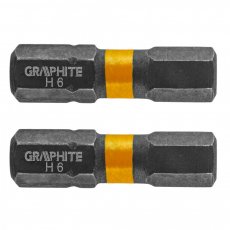 Graphite torziós ütvecsavarozó bit hex6 x 25mm, 2db.