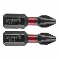 Graphite torziós ütvecsavarozó bit ph2 x 25mm, 2db.