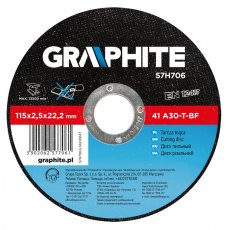 Graphite vágókorong fémhez 115 x 2,5 x 22mm, 41 a30-t-bf