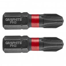 Graphite torziós ütvecsavarozó bit ph3 x 25mm, 2db.