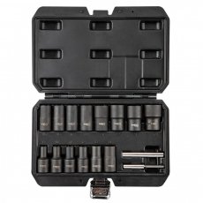 Neo törtcsavarkihajtó készlet, 16db 1/2”:8, 10, 11, 12, 13, 14, 15, 16, 17, 19, 21, 22, 24, 27mm